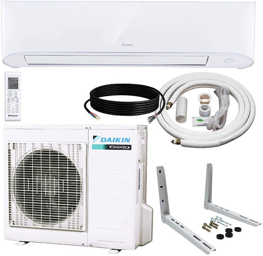 Daikin 12,000 BTU 17 SEER Wall-Mounted Ductless Mini-Split Inverter Air Conditioner Heat Pump System (230 Volt) Wall Bracket Single Zone D-12k - A&A Mini Splits
