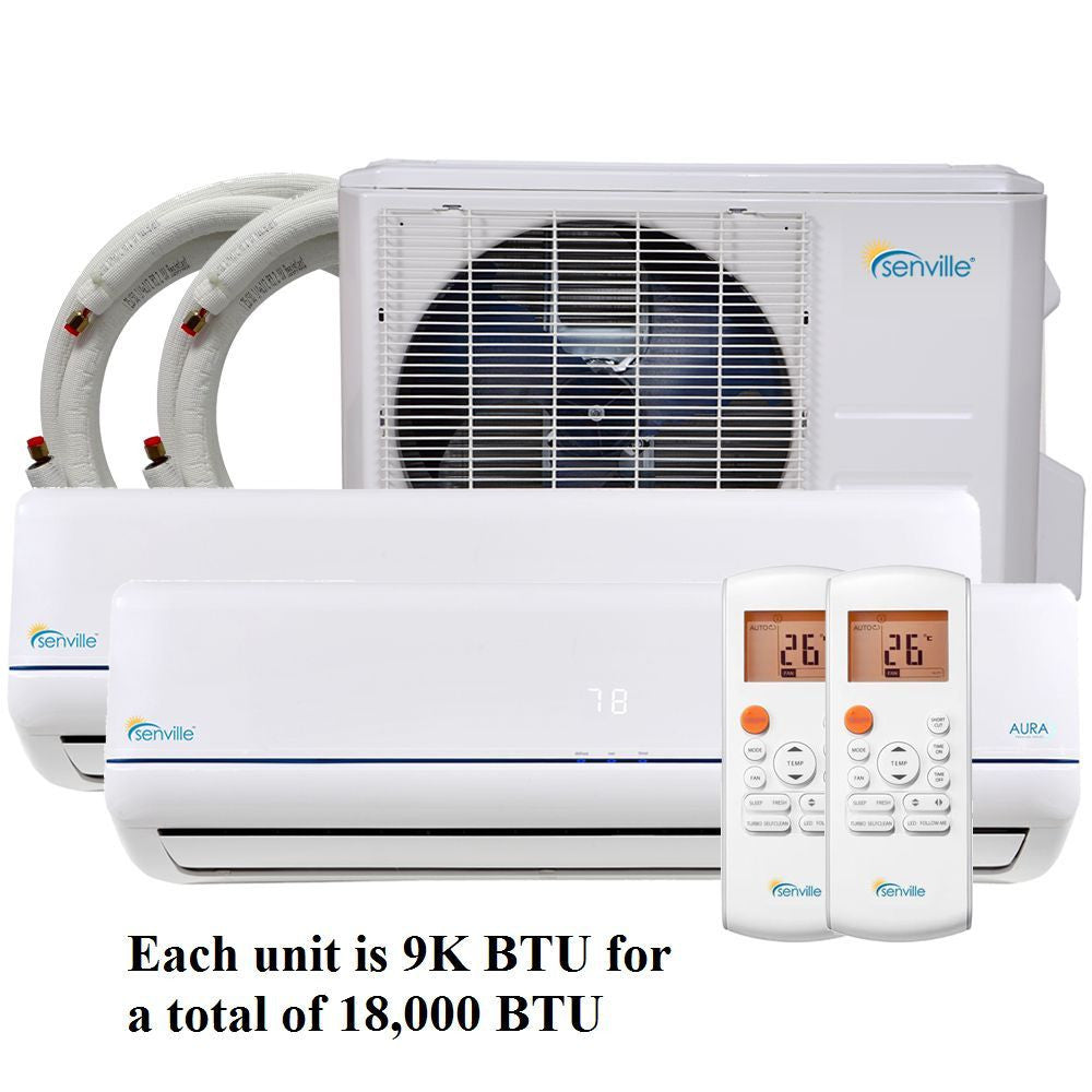 Senville 18000 BTU Dual Zone 9K/9K Mini Split AC & Heat Pump – A&A