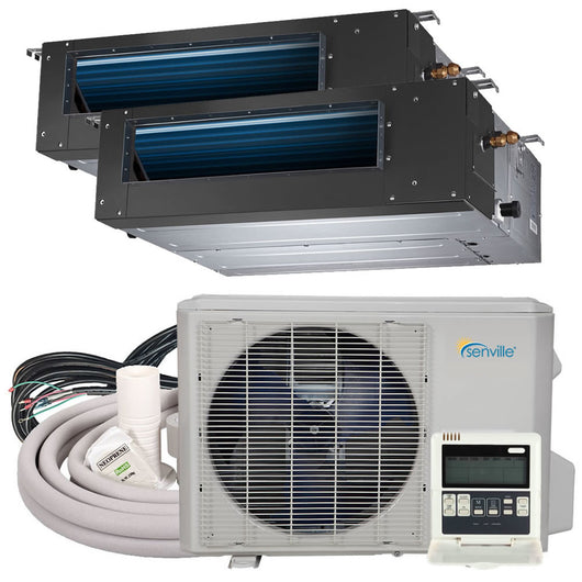 Senville 18000 BTU Dual Zone 12K/12K Mini Split Concealed Duct Air Conditioner & Heat Pump, Mini Split - A&A Mini Splits