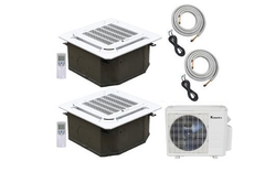 Klimaire 2-Zone 30K BTU 18Kx2 Ceiling Cassette 19 Seer AC Mini Split Heat Kit Duel Zone KMIR327-2TR18 - A&A Mini Splits