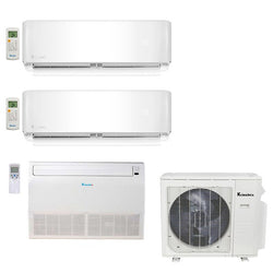 Klimaire 3-Zone 34K BTU 22Seer 9K-18K Wall 18K Ceiling AC Mini Split Heat Kits Tri Zone KMIR436-E09-E18-UM18 - A&A Mini Splits