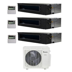 Klimaire 3-Zone 36K BTU 20 Seer 12K+18K+18K Ducted AC Mini Split Heat 15FT Kits Tri Zone KMIR545-2DP18-DP24 - A&A Mini Splits