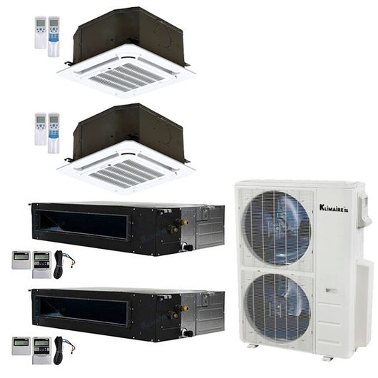 Klimaire 4-Zone 50K BTU 12-12K Ceiling 18-18K Ducted AC Mini Split Heat Pump Kits Quad Zone KMIR545-2TR12-2DP18 - A&A Mini Splits