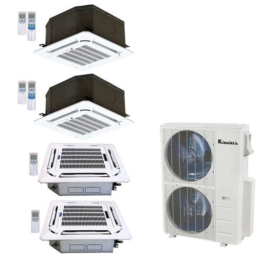 Klimaire 4-Zone 48K BTU 21 Seer 9K Wall 12-12-18K Ceiling AC Mini Split Heat Pump Kits Quad Zone KMIR545-E09-2TR12-TR18 - A&A Mini Splits