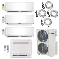 Klimaire 4 Zone 50K BTU 21 Seer 9-18-18K Wall 18k Console AC Mini Split Heat Kits Quad Zone KMIR545-E09-2E18-FM18 - A&A Mini Splits