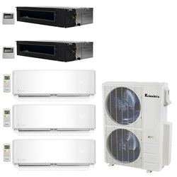 Klimaire 5-Zone 50K BTU 20 Seer 9,000 X3 Wall 18,000 X2  Recessed Fan Ducted AC Mini Split Heat pump 5 Zone KMIR545-3E09-2DP18 - A&A Mini Splits