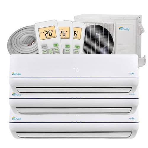 Senville Aura 36000 BTU Tri Zone 12K X3 WiFi Enabled 23 Seer Energy Star Air Conditioner with Heat Pump - A&A Mini Splits