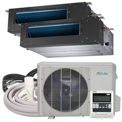 Senville 18000 BTU Dual Zone 9K/9K Mini Split Concealed Duct Air Conditioner & Heat Pump, Mini Split - A&A Mini Splits