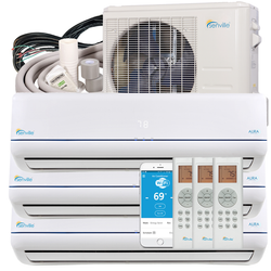 Senville Aura 28000 BTU Tri Zone 9000 BTU X3 WiFi Enabled 23 Seer Energy Star Air Conditioner with Heat Pump - A&A Mini Splits